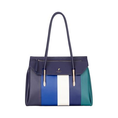Blue Jewel and Green Colour Block Carlton Flapover Tote Bag